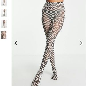 NEW * ASOS - Skinnydip tights in monochrome graphic swirl print